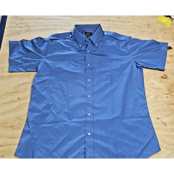 HPI Direct Black Label Men’s 17.5R  Blue Short Sleeved Dress Shirt NEW - Picture 1 of 8